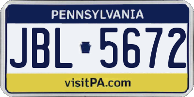 PA license plate JBL5672