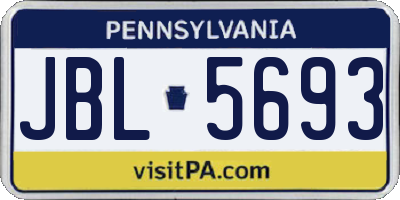 PA license plate JBL5693