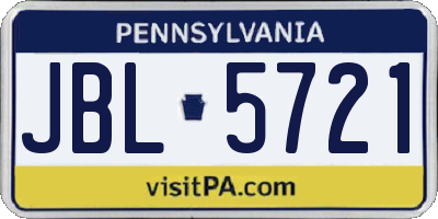 PA license plate JBL5721