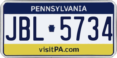 PA license plate JBL5734