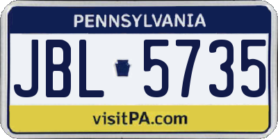 PA license plate JBL5735
