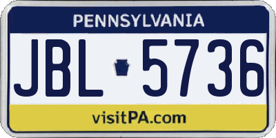 PA license plate JBL5736