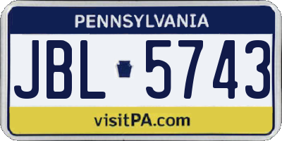 PA license plate JBL5743