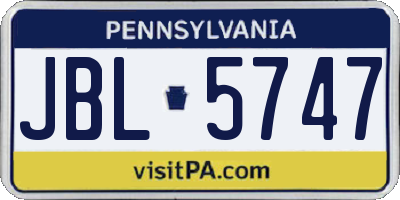 PA license plate JBL5747