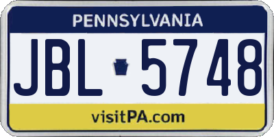 PA license plate JBL5748