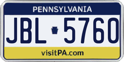 PA license plate JBL5760
