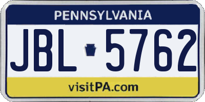 PA license plate JBL5762