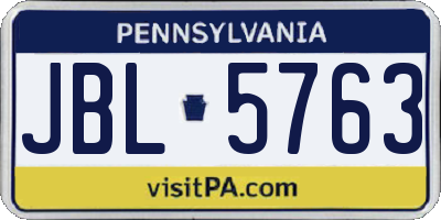 PA license plate JBL5763