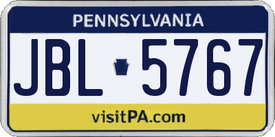 PA license plate JBL5767