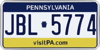 PA license plate JBL5774