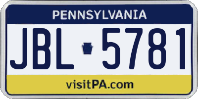 PA license plate JBL5781