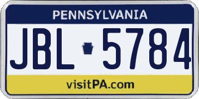 PA license plate JBL5784