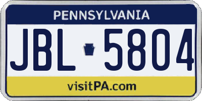 PA license plate JBL5804