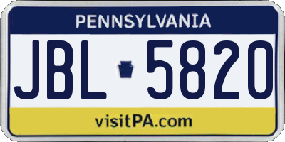PA license plate JBL5820