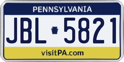 PA license plate JBL5821