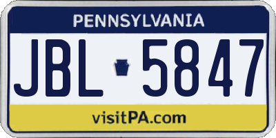 PA license plate JBL5847