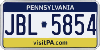 PA license plate JBL5854