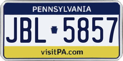 PA license plate JBL5857