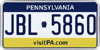 PA license plate JBL5860