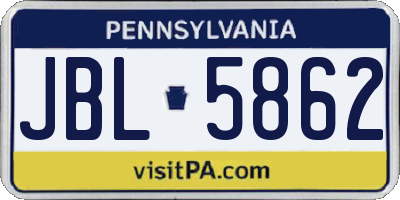 PA license plate JBL5862