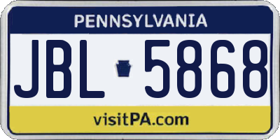 PA license plate JBL5868