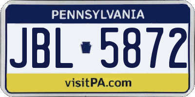 PA license plate JBL5872