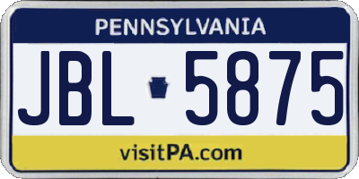 PA license plate JBL5875