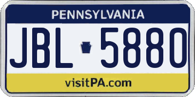 PA license plate JBL5880