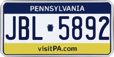 PA license plate JBL5892