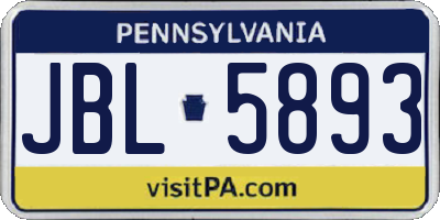 PA license plate JBL5893