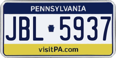 PA license plate JBL5937