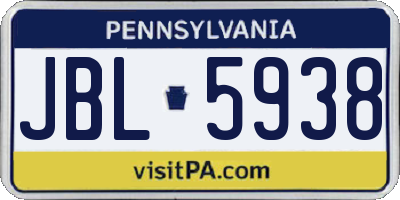 PA license plate JBL5938