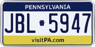 PA license plate JBL5947