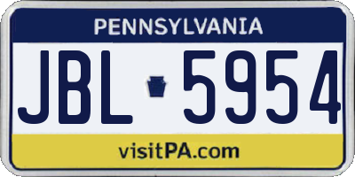 PA license plate JBL5954