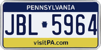 PA license plate JBL5964