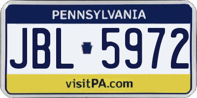 PA license plate JBL5972