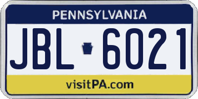 PA license plate JBL6021