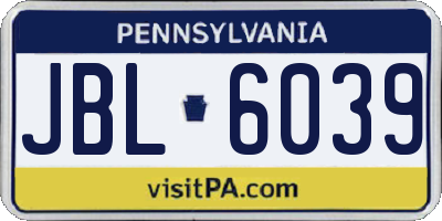 PA license plate JBL6039