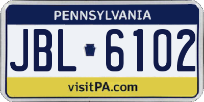 PA license plate JBL6102