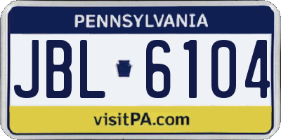 PA license plate JBL6104