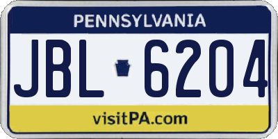 PA license plate JBL6204