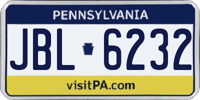 PA license plate JBL6232