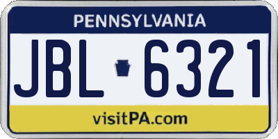 PA license plate JBL6321