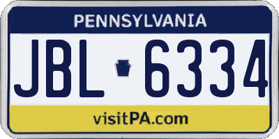 PA license plate JBL6334