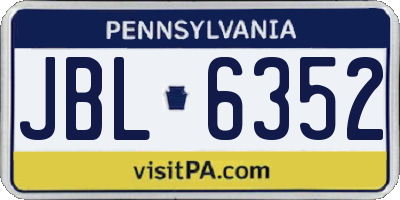 PA license plate JBL6352