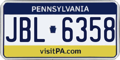 PA license plate JBL6358