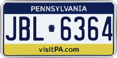 PA license plate JBL6364