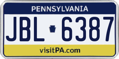PA license plate JBL6387