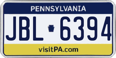 PA license plate JBL6394