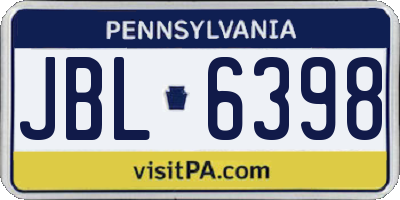 PA license plate JBL6398